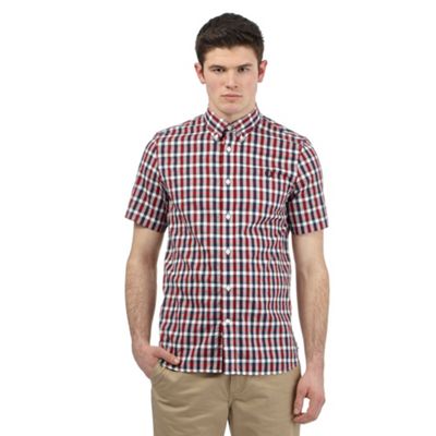 Fred Perry Red gingham print logo shirt